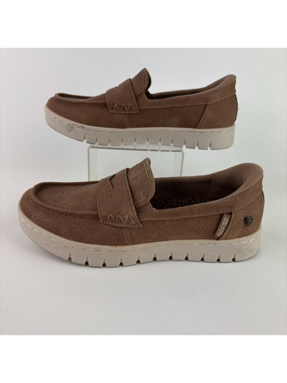 Skechers Sunfest Bobs Hands Free Slip In Women's Loafers Size 7.5 Tan VEGAN